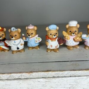 Homco Bears Miniature Porcelain Career 2in Bears 8820 Sri Lanka Vintage Set Of 6